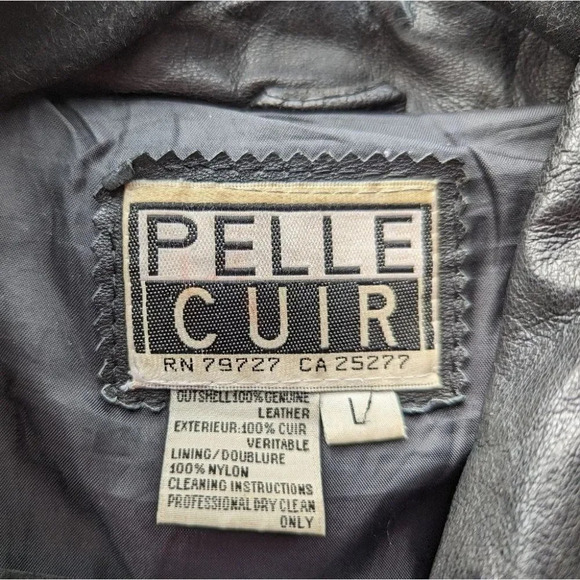 Vintage Pelle Cuir Black Leather Jacket  Zipper & Button Front - Men's Large - Picture 3 of 8